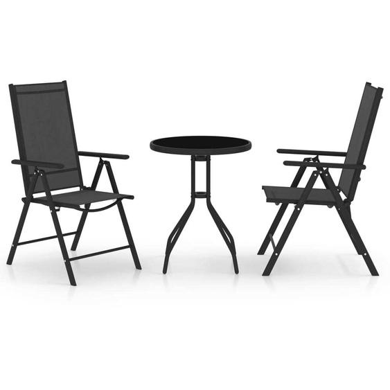 Best Möbel Set Bistro 3 pièces Aluminium et Textilène Noir CHY9490441