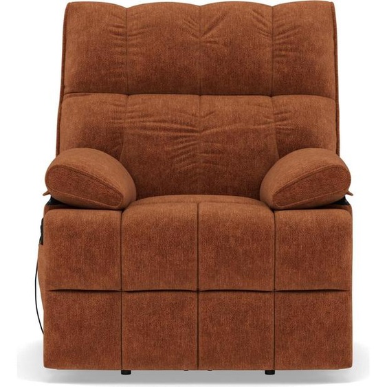 Best Mobilier Chandler - Fauteuil relax électrique en velours texturé , Terracotta