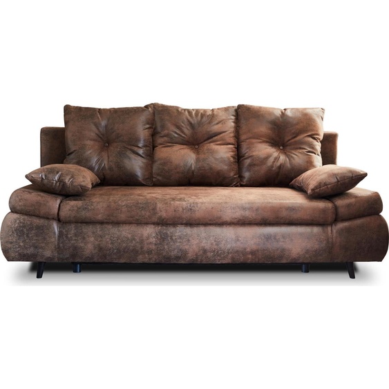 Best Mobilier Larson - Canapé droit 3 places convertible - avec coffre de rangement - style industriel , Marron