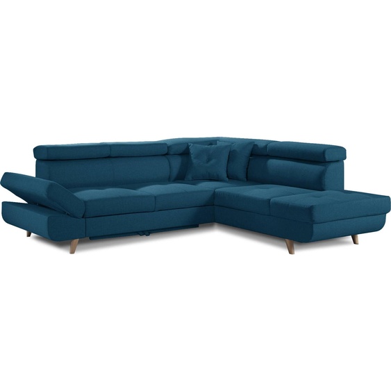 Best Mobilier Linea - Canapé dangle droit convertible - 5 places - avec têtières , Bleu canard