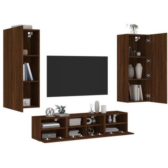 BESTBanc TV Unités murales TV 5 pcs - Chêne marron - bois dingénierie fr6787
