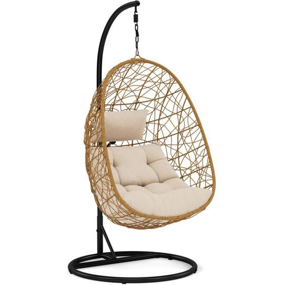 Bestmobilier - Leila - fauteuil suspendu 1 place - effet rotin naturel - beige