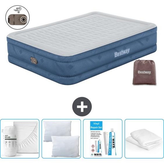 Bestway Air Mattress - 2 personnes - 152 x 203 x 46 cm - Gris - Accessoires inclus