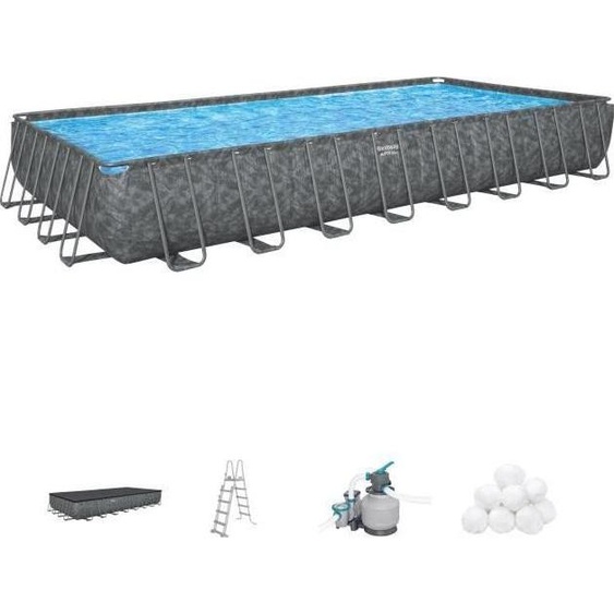 BESTWAY Ensemble de piscine hors sol tubulaire - APX 365 - 956 x 488 x 132 cm - Rectangulaire