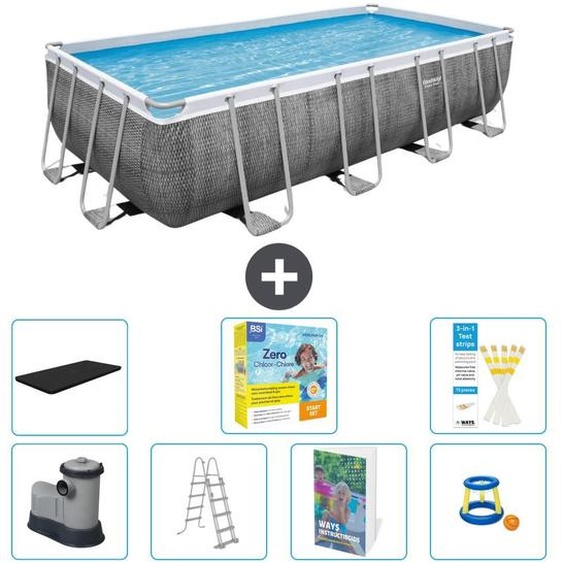Bestway Power Steel, piscine rectangulaire - 549 x 274 x 122 cm - Composée de 6 parties - Modèle S529