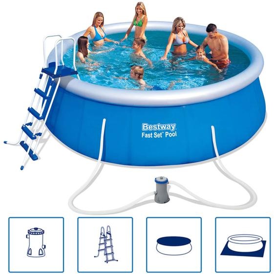 Bestway® Fast Set™ Kit piscine hors sol avec pompe de filtration Ø 457 x 122 cm, bleu, rond