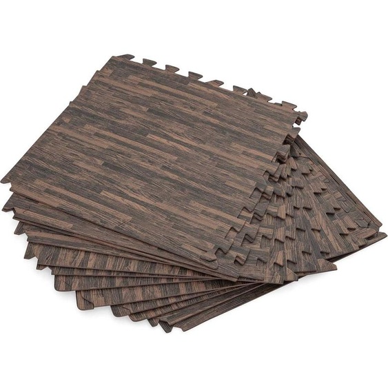 Bestway® Jeu de 12 dalles de protection de fond de piscine de 50 x 50 cm, aspect bois (palissandre)