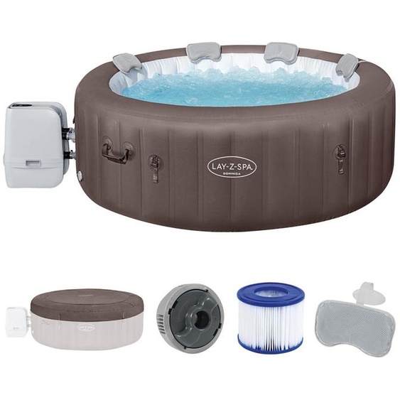 Bestway® LAY-Z-SPA® Jacuzzi à économie dénergie Dominica HydroJet™ avecvia application, pour 6 personnes Ø 196 x 71 cm, brun urbain