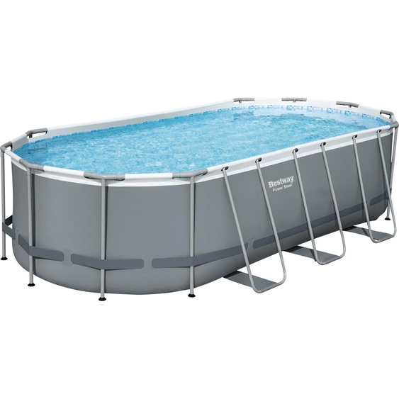 Bestway® Power Steel™ Kit piscine à cadre complet avec pompe de filtration 549 x 274 x 122 cm, gris, ovale
