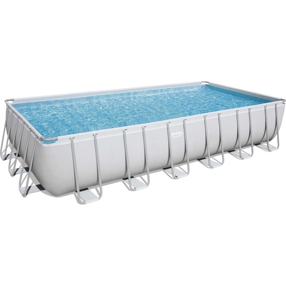Bestway® Power Steel™ Kit piscine à cadre complet avec pompe de filtration 732 x 366 x 132 cm , gris clair, rectangulaire