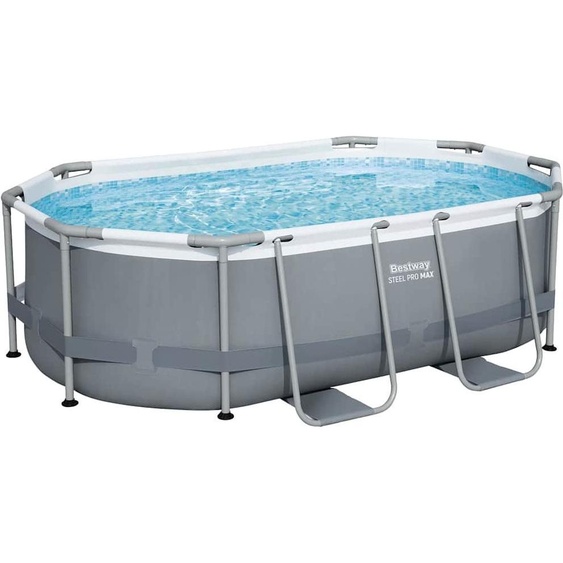 Bestway® Steel Pro MAX™ Kit piscine à cadre avec pompe de filtration 305 x 200 x 84 cm, gris, ovale