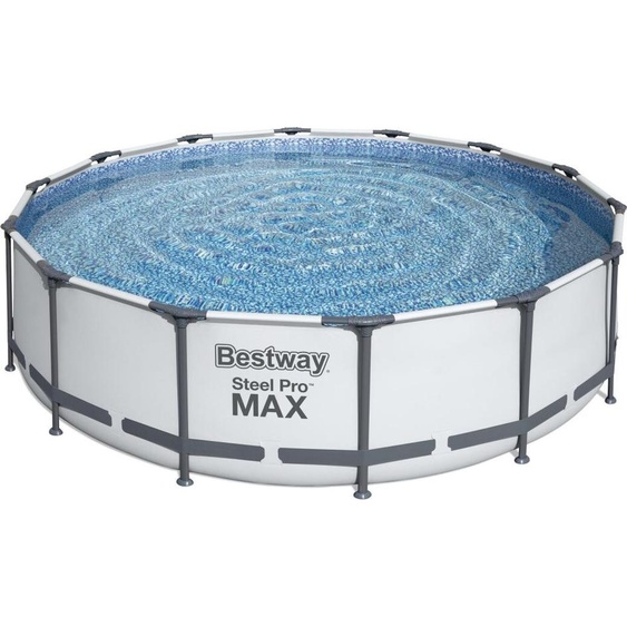 Bestway 56950 Steel Pro Max Frame Pool Set complet, rond, avec pompe de filtration, échelle de sécurité & bâche 427 x 107 cm