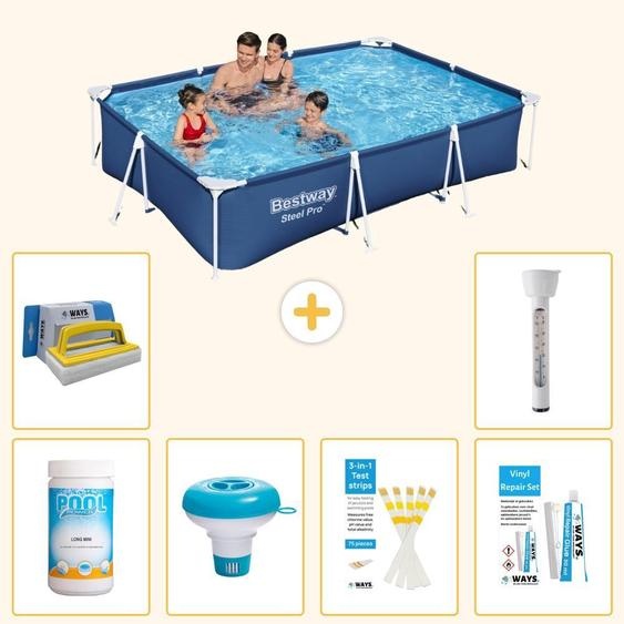 Bestway Steel Pro, piscine rectangulaire - 300 x 201 x 66 cm - 7 pièces - Modèle S22298