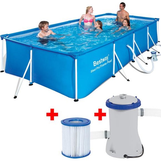 Bestway Steel Pro™ Pool Set 400x211x81 cm, Ensemble de piscine à cadre en acier avec pompe de filtration