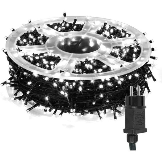 Bettizia Chaîne lumineuse LED 100m 500LED Chaîne lumineuse avec 8 modes Chaîne lumineuse extérieure pour intérieur Noël Mariage Fête Jardin Décoration Blanc froid