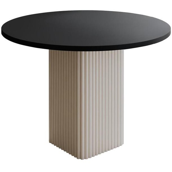 BETTSO Table ronde CUBAN, diamètre 100 cm, noire/finition cachemire mate, pour 4 personnes. Table avec pied central et structure en métal ajouré