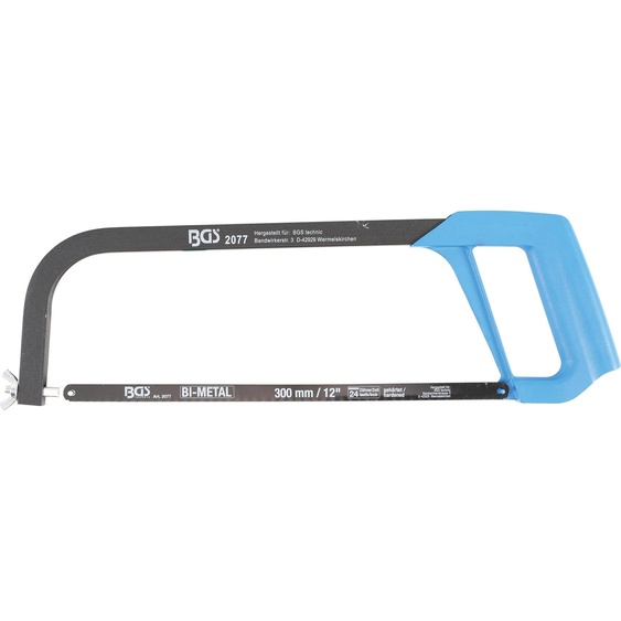 BGS 2077 Arc de scie professionnel en tube carré robuste, lame de scie HSS 300 mm incluse