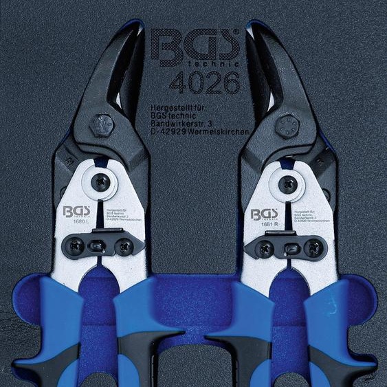 BGS 4026 1/3 Garniture pour servante datelier : jeu de forets étagés / cisailles à tôle, 5 pièces