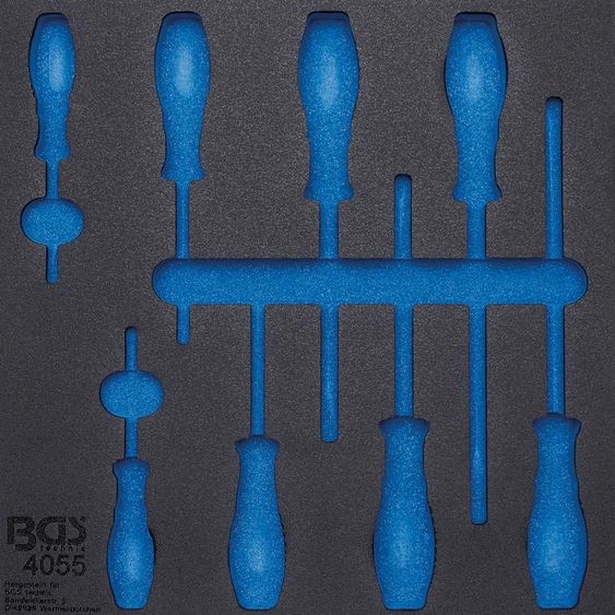 BGS 4055-1 2/3 Garniture pour servante datelier, vide pour : Tournevis cruciforme et à fente, 8 pcs.