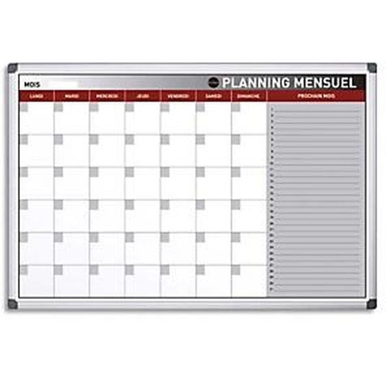 BI-OFFICE Planning Mensuel perpétuel Blanc magnétique effaçable à sec, cadre aluminium L90 x H60 cm