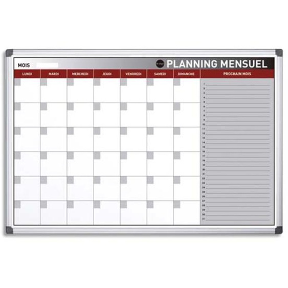 BI-OFFICE Planning Mensuel perpétuel Blanc magnétique effaçable à sec, cadre aluminium L90 x H60 cm