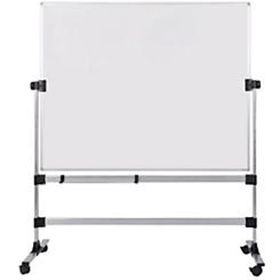 Bi-Office Tableau blanc émaillé mobile double face pivotant Earth - Surface magnétique - Cadre Aluminium - L.150 x H.120 cm