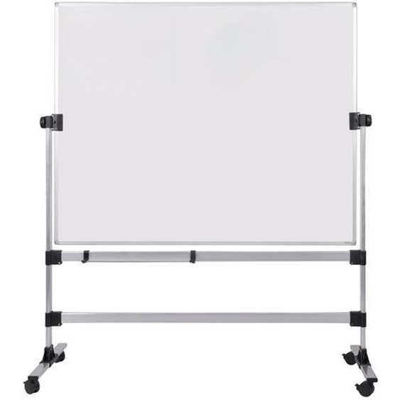 Bi-Office Tableau blanc émaillé mobile double face pivotant Earth - Surface magnétique - Cadre Aluminium - L.150 x H.120 cm