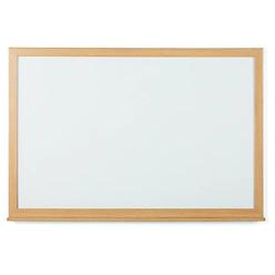 Bi-Office Tableau blanc laqué recyclable Earth - Surface magnétique - Cadre bois Chêne - L.120 x H.90 cm