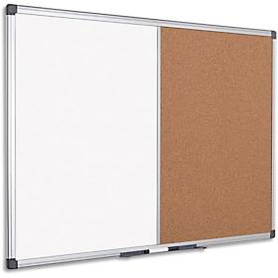 BI-OFFICE Tableau combiné Maya, moitié Liège et laqué Blanc magnétique - Format : L120 x H90 cm
