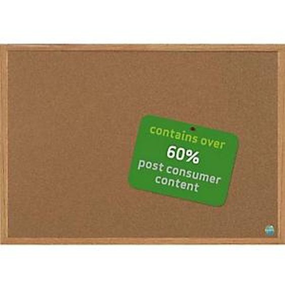 BI-OFFICE Tableau daffichage Earth en Liège, cadre en bois, recyclé, visserie fournie Format L60xH45 cm
