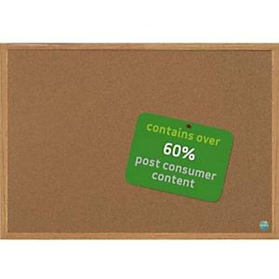 BI-OFFICE Tableau daffichage Earth en Liège, cadre en bois, recyclé, visserie fournie Format L90xH60 cm