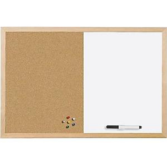 BI-OFFICE Tableau daffichage en liège, blanc magnétique effaçable cadre en bois, 60x40cm MX03106010-910