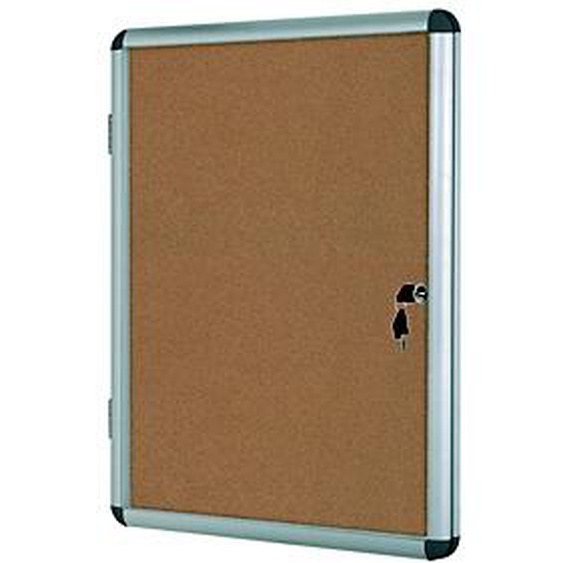 Bi-Office Vitrine dintérieur Enclore porte-battante fond en liège, 4 feuilles A4, dimensions L50 x H67,4 x P3,5 cm