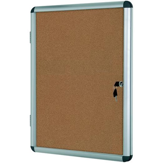 Bi-Office Vitrine dintérieur Enclore porte-battante fond en liège, 4 feuilles A4, dimensions L50 x H67,4 x P3,5 cm