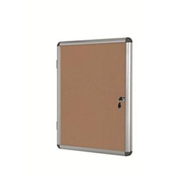 Bi-Office Vitrine dintérieur Enclore porte-battante fond en liège, 9 feuilles A4, dimensions L72 x H98,1 x P3,5 cm