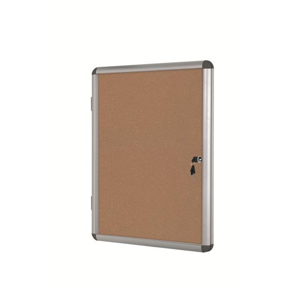 Bi-Office Vitrine dintérieur Enclore porte-battante fond en liège, 9 feuilles A4, dimensions L72 x H98,1 x P3,5 cm