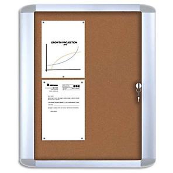 BI-OFFICE Vitrine dintérieur Mastervision porte en verre trempé fond en Liège punaisable 9 feuilles A4