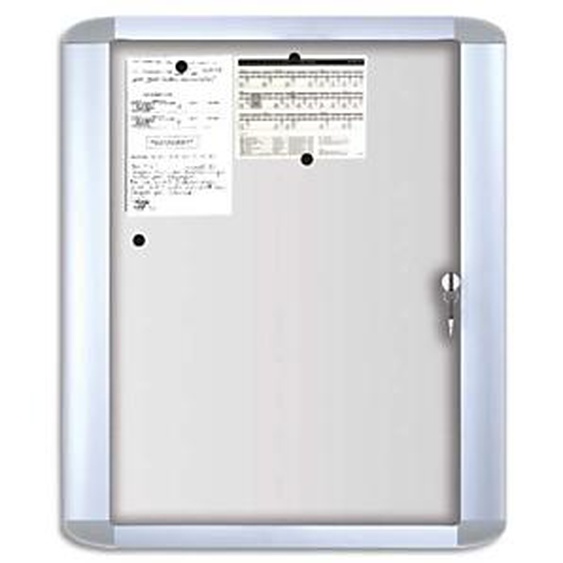 BI-OFFICE Vitrine dintérieur Mastervision porte verre trempé fond magnétique laqué Blanc 4 feuilles A4