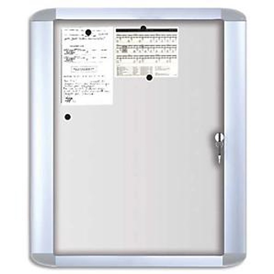 BI-OFFICE Vitrine dintérieur Mastervision porte verre trempé fond magnétique laqué Blanc 9 feuilles A4