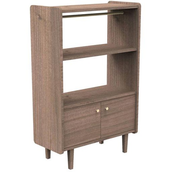 Bibliothèque 2 Portes Et 1 Penderie En Bois Avec Boutons Métal Marron