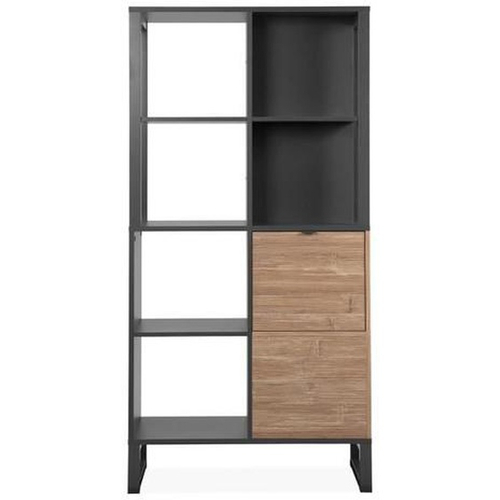 Bibliothèque 2 Portes et Niches de Rangement L83,5 cm - 83,5 cm X 40 cm X 165 cm - SUMATRA Gris Foncé