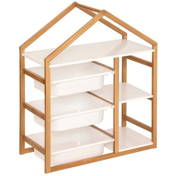 Bibliothèque 3 Étagères Et Bacs De Rangement - Bako Blanc