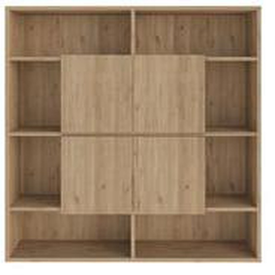 Bibliothèque 4 portes H.170 cm BELLAMY effet chêne
