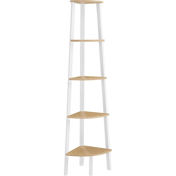 Bibliothèque, 5 niveaux, style industriel, chêne naturel, blanc mat