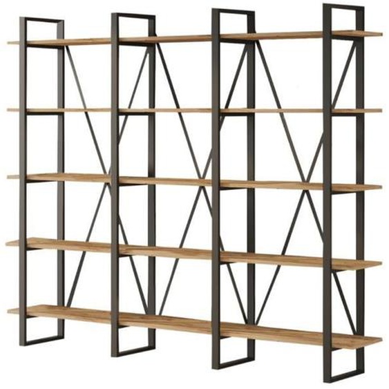Bibliothèque - ASTORIA  - Concept Usine - 5 étagères - contemporain -  180 x 34 x 220  cm - couleur Bois