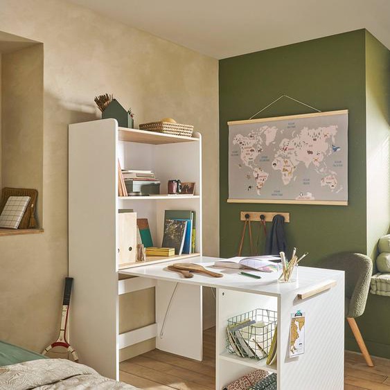 Bibliothèque avec bureau intégré Modulo blanc