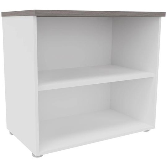 Bibliothèque basse NF Environnement  H.72 cm x L.80 cm blanche - Top Cèdre