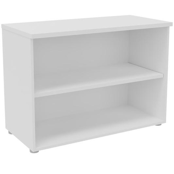 Bibliothèque basse sans porte L.100 x P.48 x H.72 cm - Corps Blanc - Top Blanc