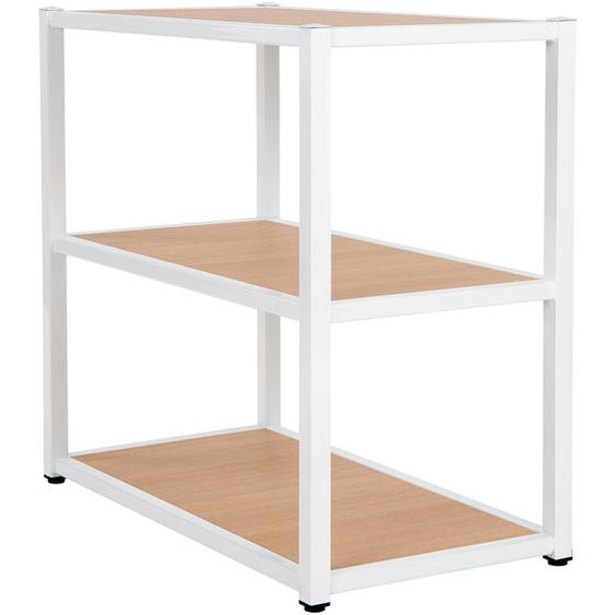 Bibliothèque Budget - Elément départ - L.80 x P.42 x H.73,5 cm - Plateau Chêne - Pieds Blanc