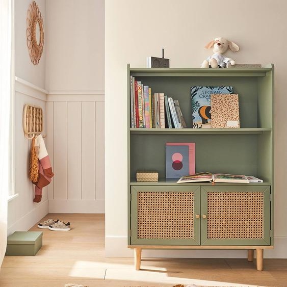 Bibliothèque cannage POÉSIE vert